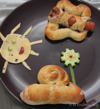 drożdżowe motyle ślimaki parówki dla dzieci ciasto