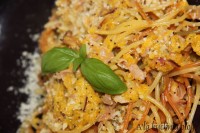 makaron spaghetti dynia szynka parmeńska mak sok pomarańczowy