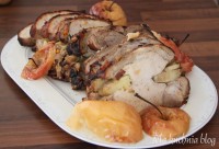 schab faszerowany jabłko goździki obiad pieczony